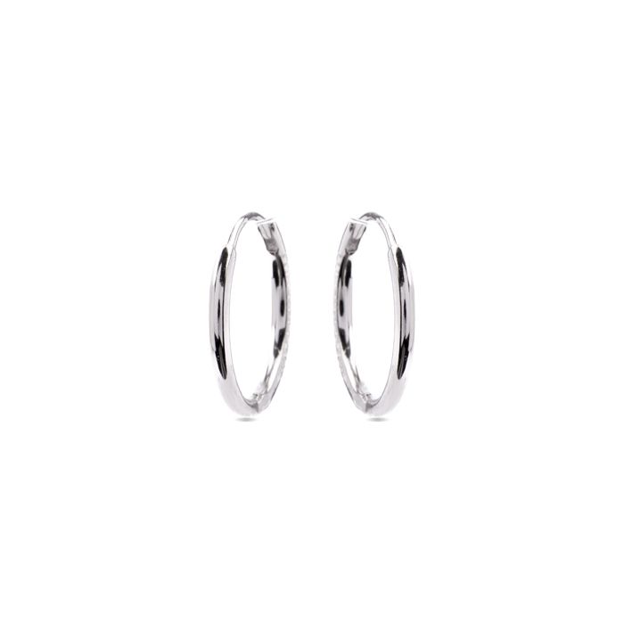 Boucle d'oreille - LUXENTER - Erwe - Argent sterling 925 rhodié - Créole 14 mm - Zirconia