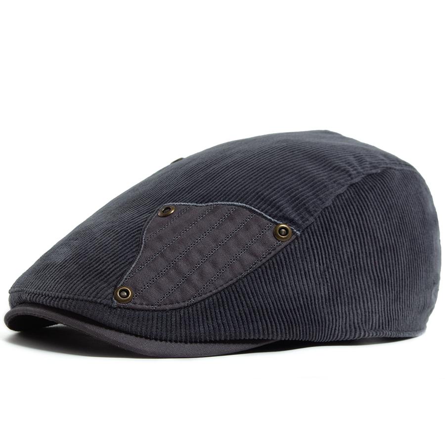 Fashion Corduroy Splicing Cloth Men Women Beret Spring Autumn Thick Warm Women's Flat Hat Vintage Casual Newsboy Cap Unisex