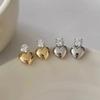 Y2K Style Square Crystal Heart Stud Earrings for Women Sweet Minimalism Love Geometric Zircon Ear Accessories Fashion Jewelry