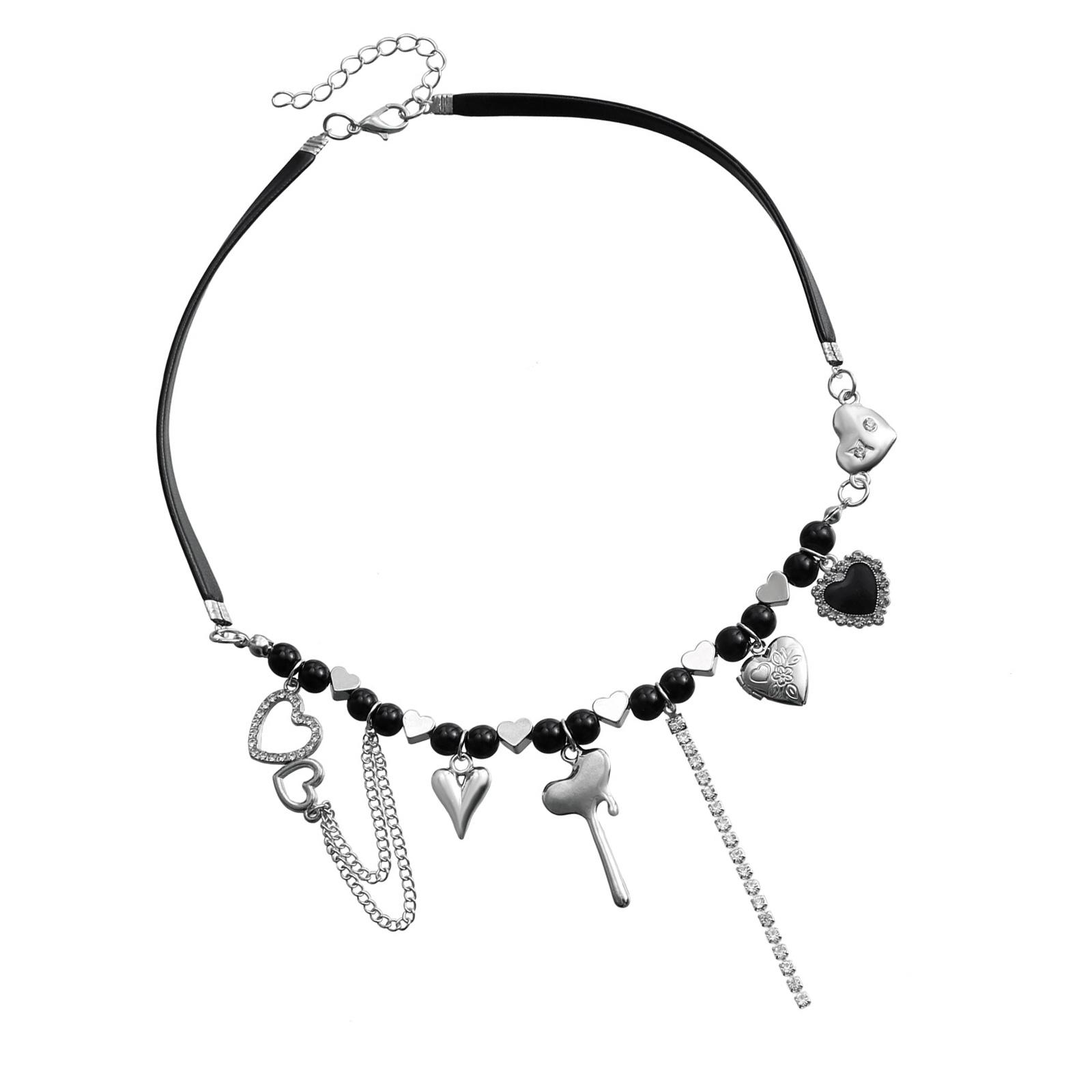 

Ожерелье с кисточками-шармами любви, стильная бисерная цепочка для ключиц, регулируемая по длине шейная цепочка, универсальный аксессуар для леди