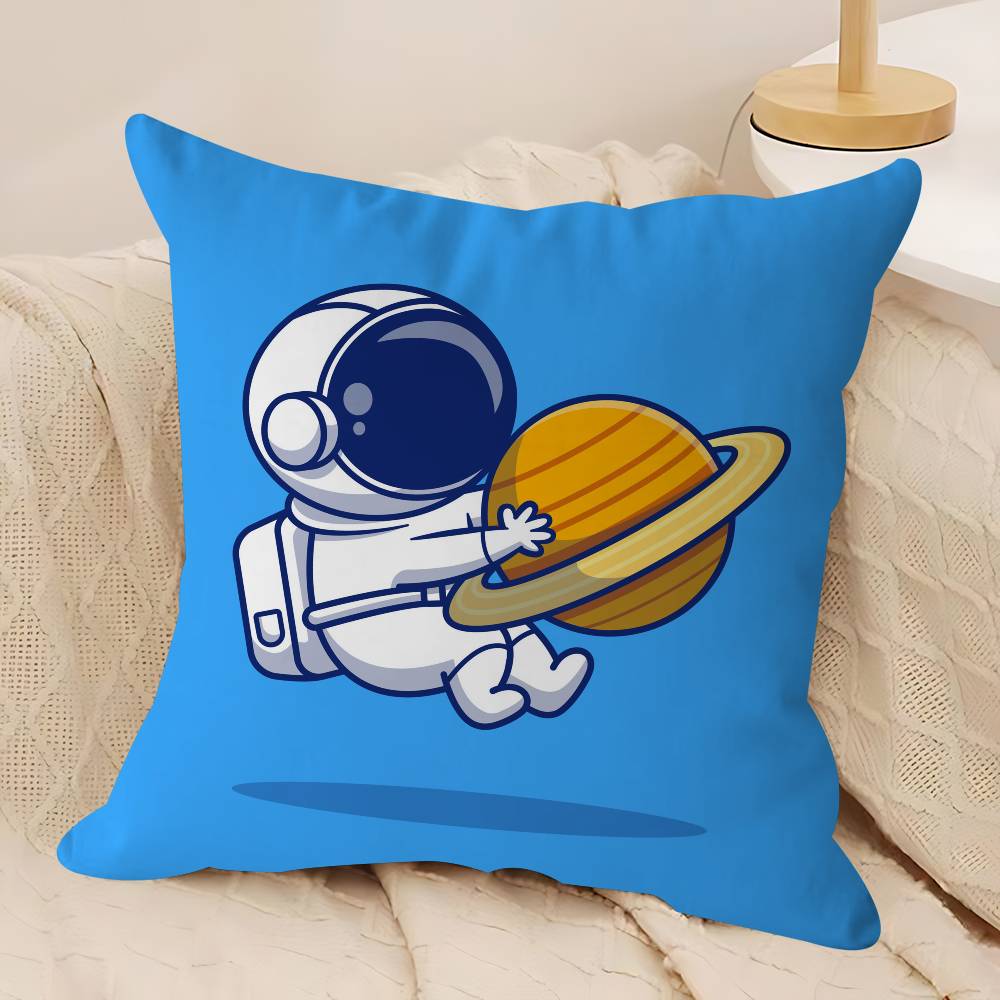 Cartoon Space Astronaut Cushion Cover Inches Farmhouse Decor Home Throw Pillow Covers For Couch Decorations