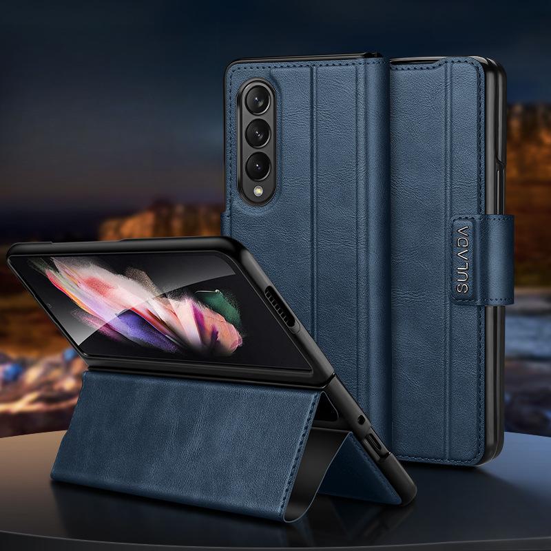 Suitable for Samsung Zfold6 Mobile Phone Case 5 Generation Bracket Folding Huawei Matex5 Anti-fall X3 Full-inclusive W23 Men's Leather Case