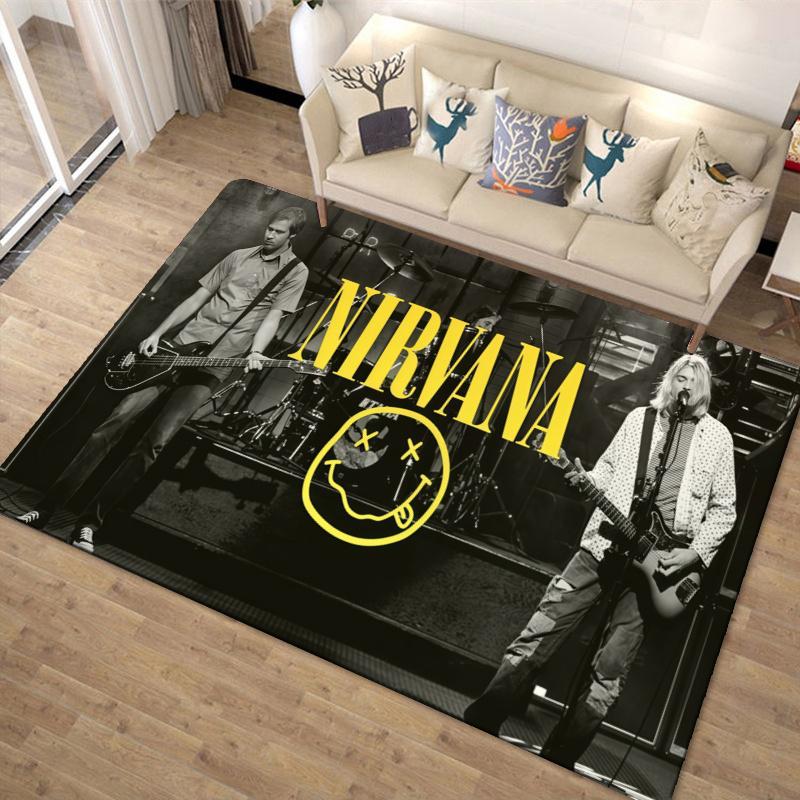 Nirvana Band Carpet Rug for Living Room Bedroom Home Sofa Decoration,Kids play Non-slip Floor Mat
