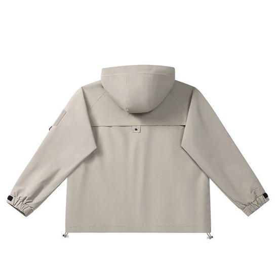 Men Jacket Hooded Long Sleeve Windproof Waterproof Windbreaker with Multi-Pocket Design Casual Sports Style Outerwear