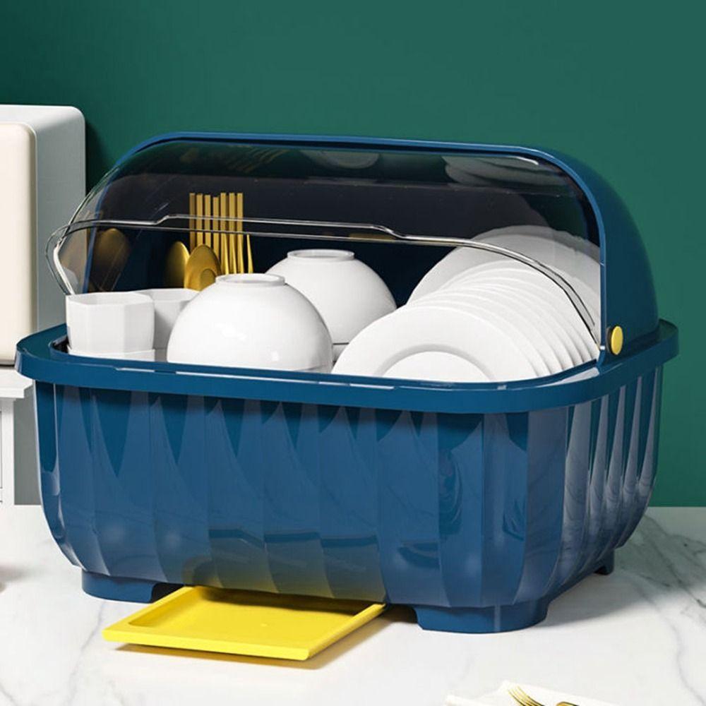 Dust Proof Draining Cupboard Cupboard Semi-flip Cover Storage Box Dish Rack Plate Holder Drain Rack
