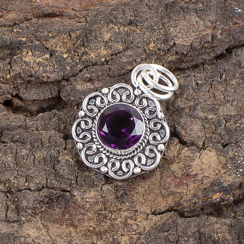 

African Amethyst Pendant Gemstone Jewelry, 925 Solid Sterling Silver Pendant, Handmade Jewelry Birthstone Pendant, Gift For Him 1.06 Inches