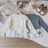 Girls' Korean Style Long Sleeve Lace Trim Top - Spring/Fall Fashion BQB009