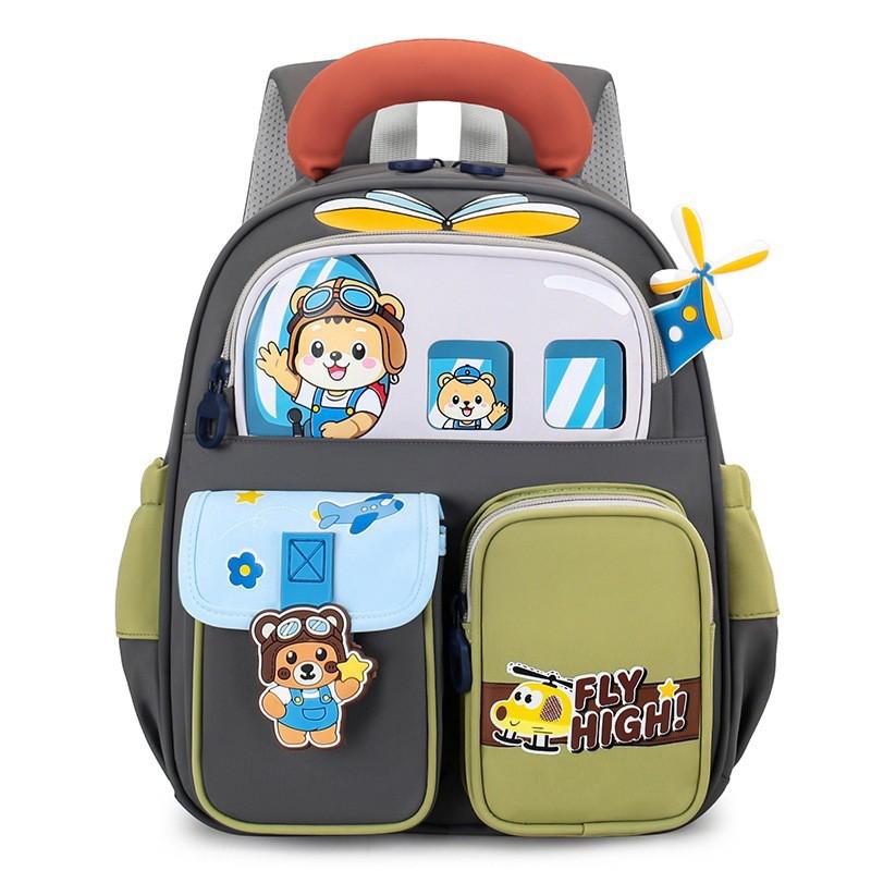 Kids Backpack Preschool Kindergarten Lightweight Dual-Shoulder Bag With Air-Padded Straps Breathable Nylon Cute Cartoon
