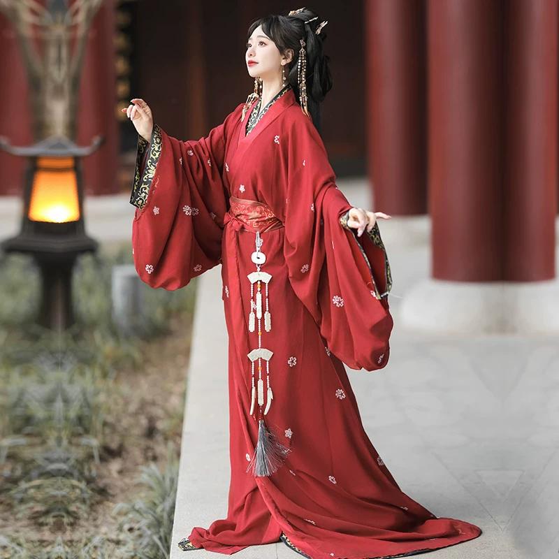Chinese Style Warring States Robe Daily Adult Hanfu Women's Tail Large Volume Suit