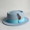 Vintage Pork Pie Hat For Men Wide Brim Felt Black Fedora Church Jazz Ribbon Trilby Panama Gangsters Caps Gentleman'S Style
