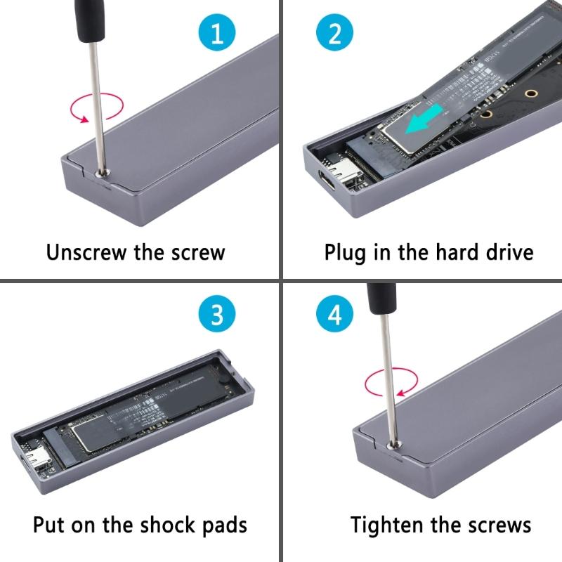 Double Protocol M.2 NVMe SSD Enclosure with Lighting Aluminum Case Easy to Use for 2230 2242 2260 2280 SSD Box