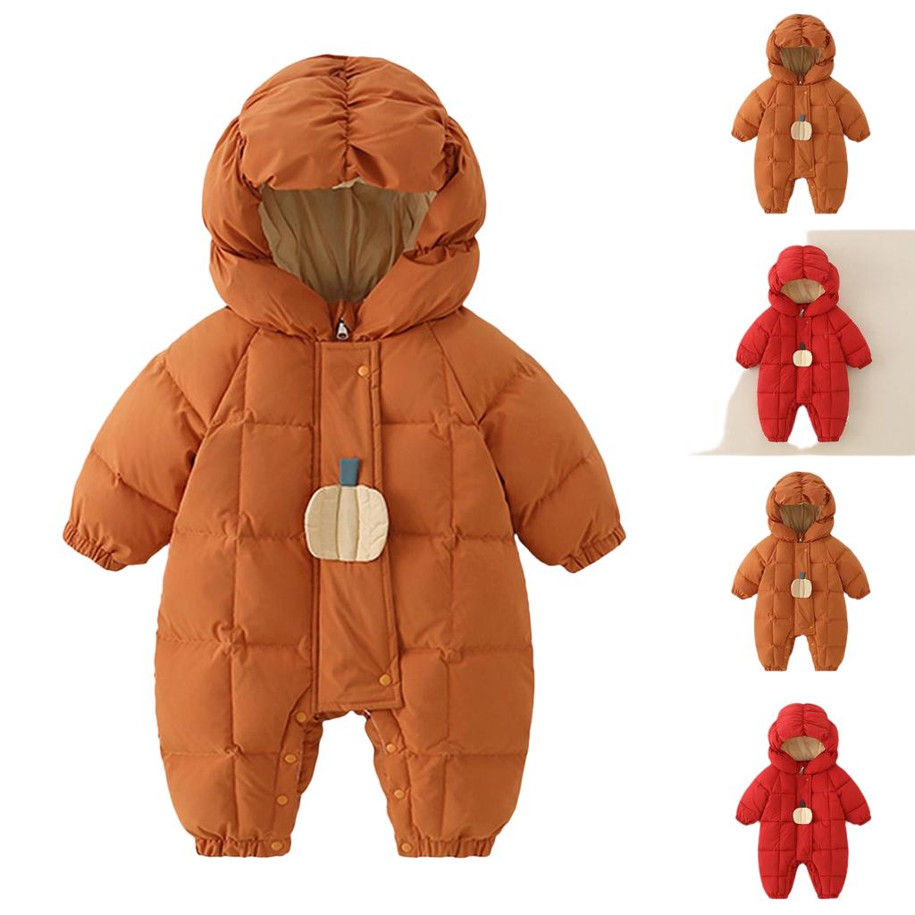 Unisex Baby Winter Cotton Romper Pumpkin Design One-Piece Outfit for Outdoor Wear