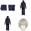Detailed Jujutsu Kaisen Toge Inumaki Cosplay Outfit With Navy Blue Color Durable Polyester Material And Complete Top And Pants