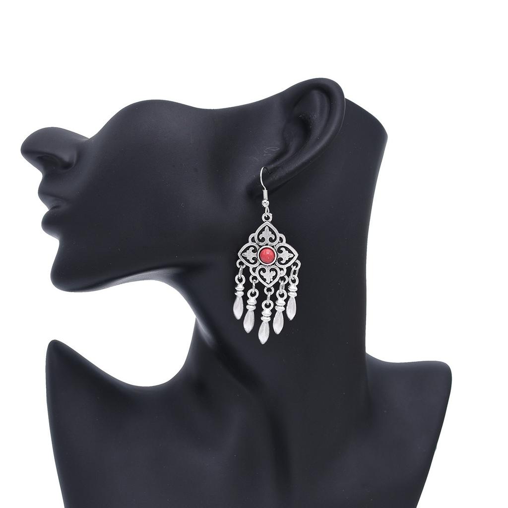 Ethnic style Kazakh earrings women's retro high-end fringed earrings Xinjiang Miao Yin exotic style festival earrings