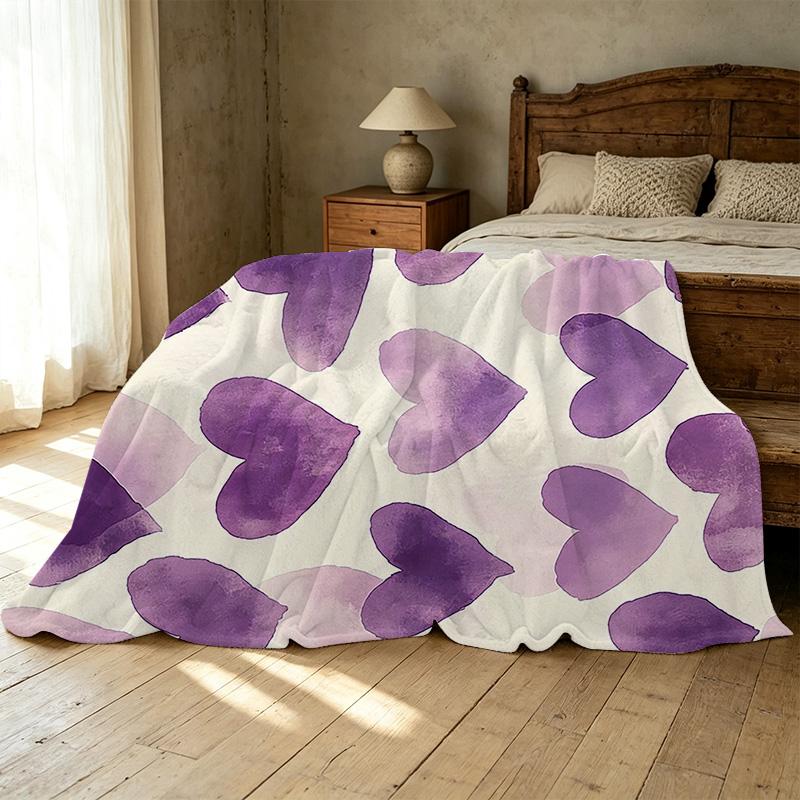 Soft Non-Shedding Flannel Blanket Heart Design Cozy Throw for Home, Napping, TV Watching, Christmas & Halloween