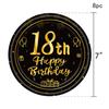 Black Gold 18th Birthday Disposable Tableware Cheer 18 Years Old Plates Napkins Happy Eighteen Birthday Party Decor Tableware