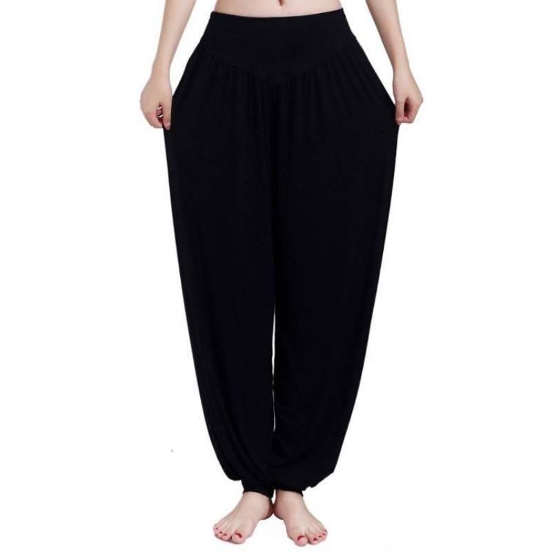 

Закрытые брюки для йоги фонариком, танцевальная свободная одежда для упражнений, спортивная одежда 3XL чёрный