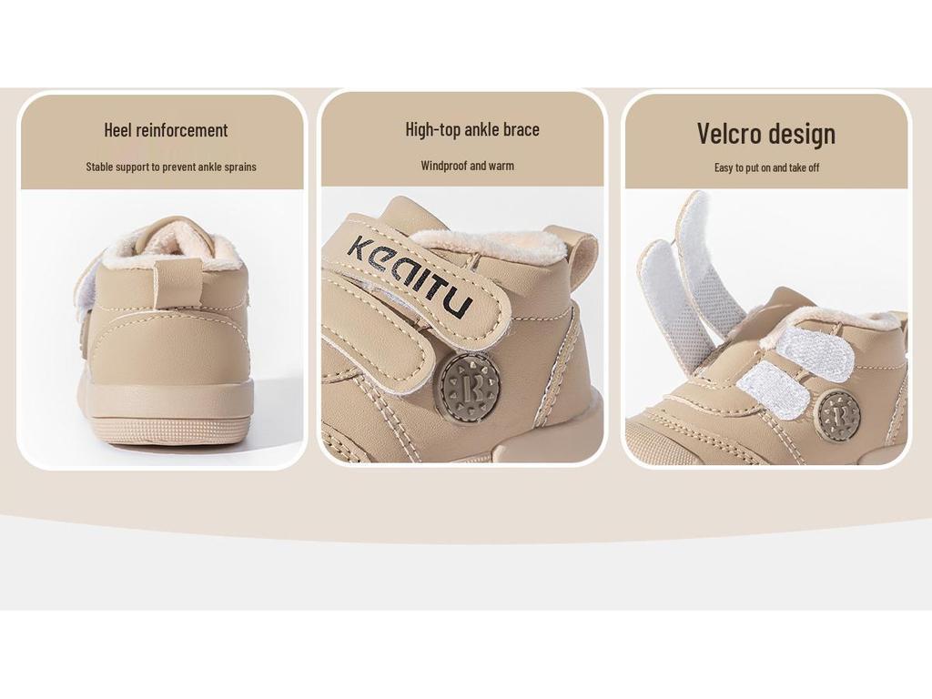 2024 Winter Baby Walking Shoes: Warm Cotton, Velvet-Lined, Non-Slip Soft Sole for Boys & Girls