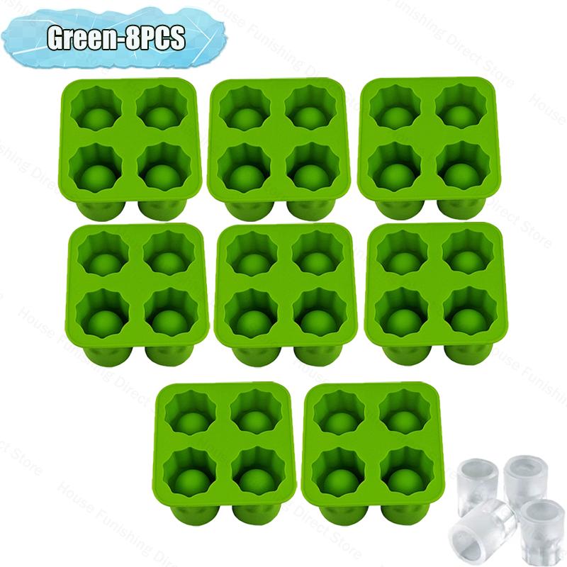 4 Cup Shape Silicone Ice Cube Mold Tray Summer Bar Party DIY Cold Drink Ice Compartment Mold Ice Cup Ice Cube Tray Kitchen Tool