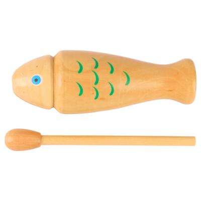 Wood Percussion Instrument Fish Toy Musical Fish Shaped Wooden Hand Knocking Percussion Toy