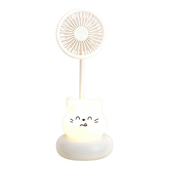

Cartoon Animal Night Light Fan with Flexible Neck USB Rechargeable Bedside Light Desk Fan Low Noise Cooling Fan with Night Lamp белый
