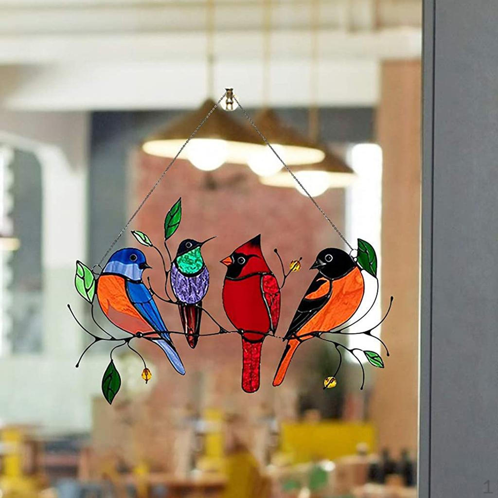 

Птичий орнамент на оконной панели с 7 пернатыми друзьями 7 Birds