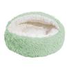Pet Shell Nest Bed Warm Calming Cat Cave Bed with Hooded Cover Semi Enclosed Fluffy Plush Lined Round Bed for Small Medium Pets