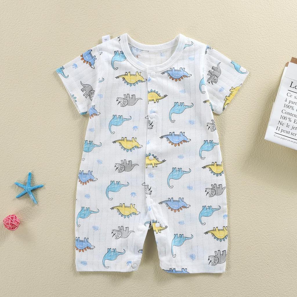 Newborn Cotton Short Sleeve Summer Romper: Open-Front Bodysuit for Boys & Girls