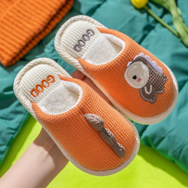 Dinosaur Childrens Cotton Slippers With Plush Interior For Indoor Warmth And Comfort