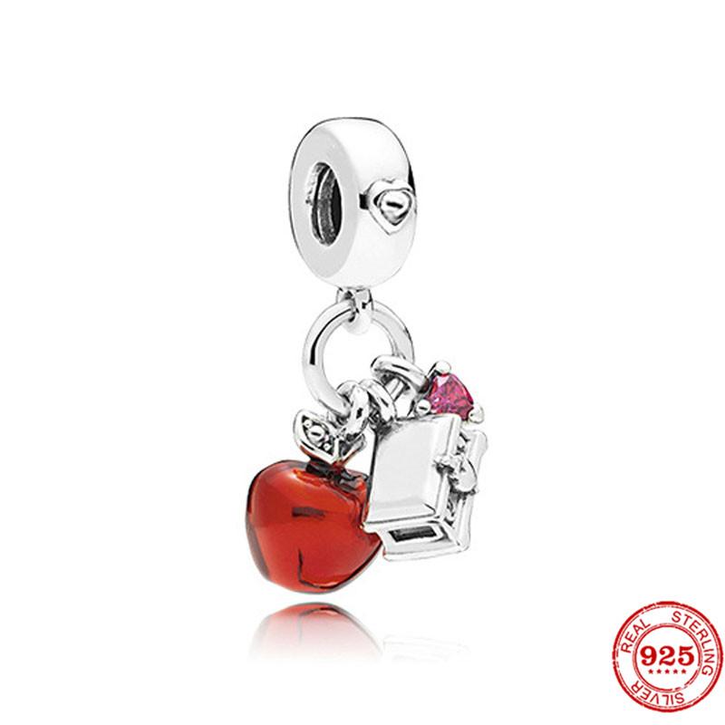 925 Sterlingsilber DIY Schmuck Lippenstift High Heels Liebesherz Hantel Apfel Charm Perle Armband