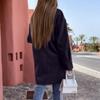 Women's Fashion Suit Collar Solid Color Mid-Length Tweed Coat Jacket With Pockets