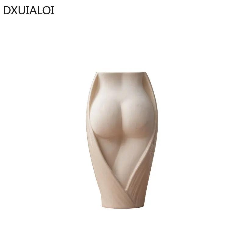 DXUIALOI Creative Minimalist Body Art Ceramic Vase Ornaments Nordic Living Room Female Sculpture Desktop Flower Arrangement Vase