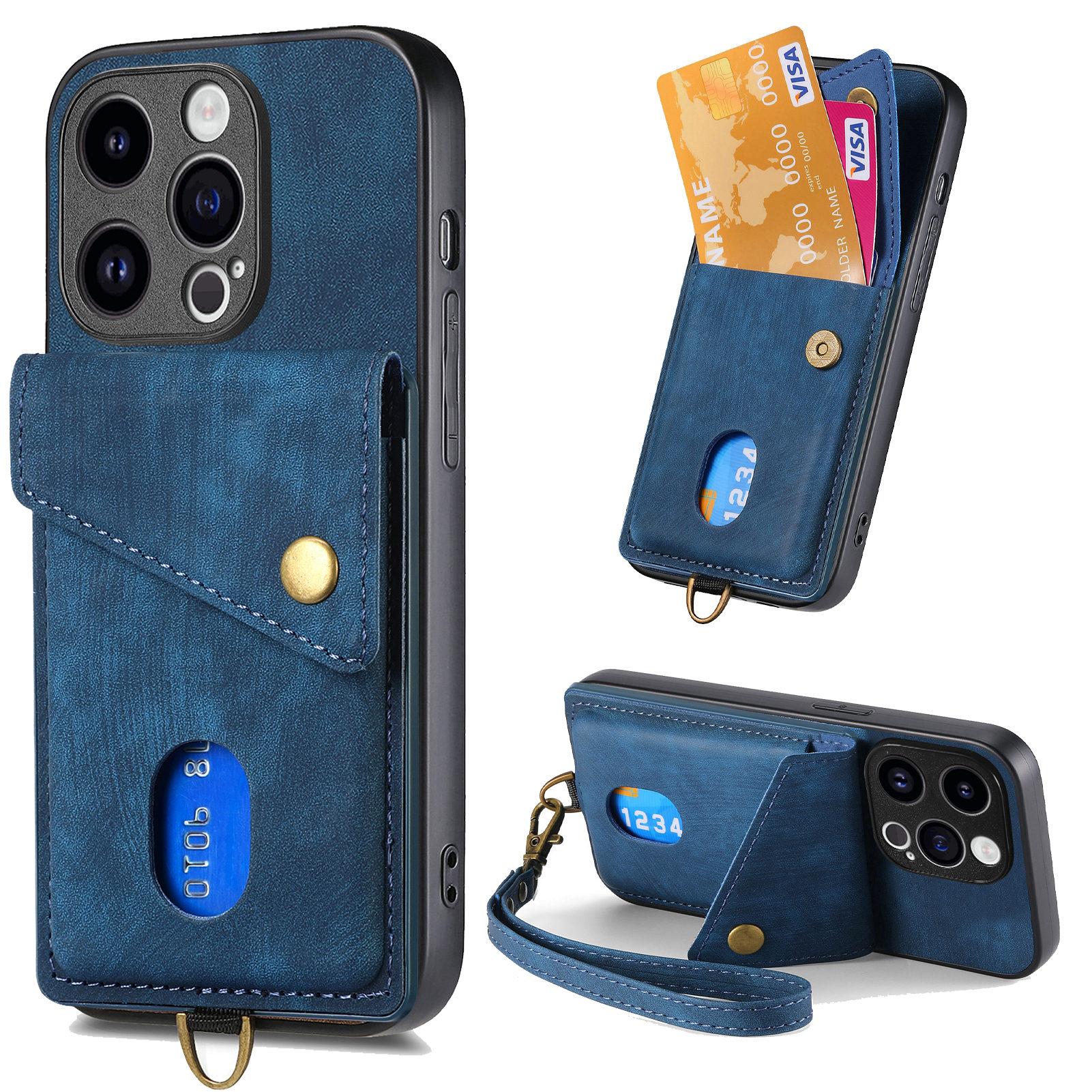 

Кожаный чехол-книжка с магнитной кнопкой и защитой от падения для iPhone 15 14 Plus 13 12 11Pro Max XS Max для Samsung S23 S22 S21 S20 Ultra Plus A14 A54 A13 A53 Samsung A22 5G синий