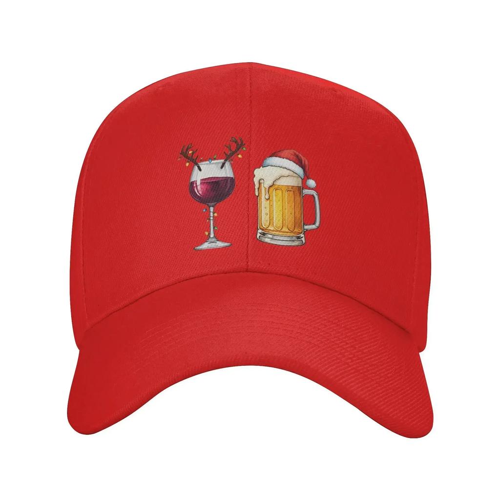 Men Women Santa Wine Glass Christmas Beer Hat Leisure  Baseball Caps Adjustable Casual Wear