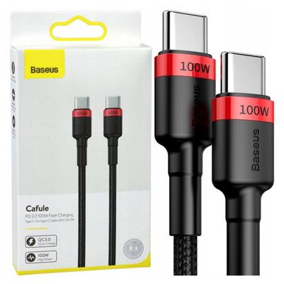 Kabel USB-C zu USB-C Baseus Cafule, QC 3.0, PD 2.0, 100W, 5A, 2M (Rot-Schwarz)