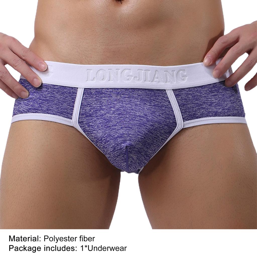 Longjiang Wide Waistband Men Soft Underwear Patchwork Briefs Ultra U Convex Mid Waist Panties For Inside Wear