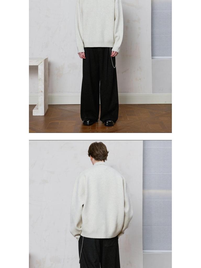 Men's Slim Fit Lapel Polo Knit Sweater - Long Sleeve, Trendy Korean Style for Autumn and Winter