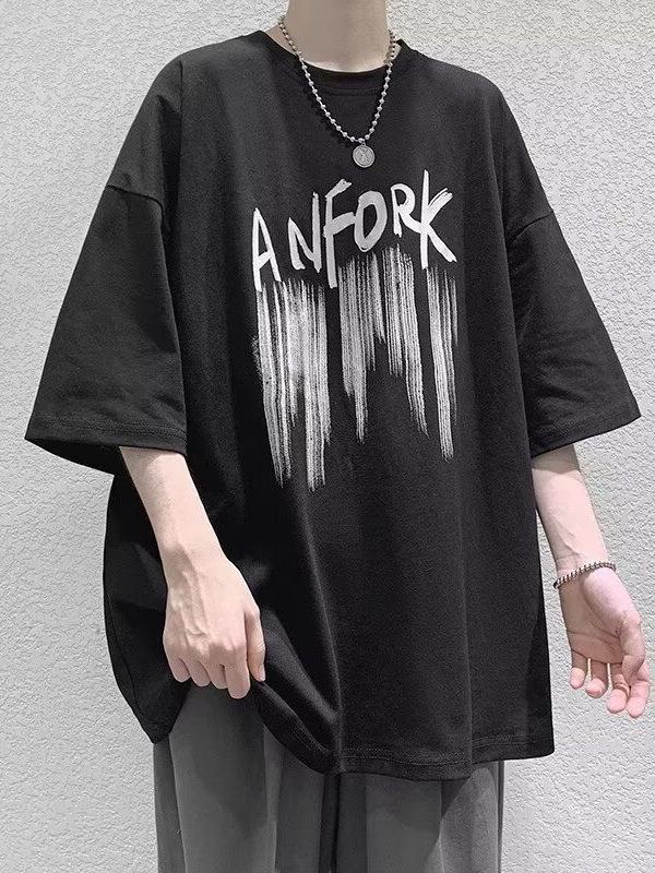 Men's Loose Fit Pure Cotton T-Shirt - Summer 2026 Trendy Short Sleeve Casual Wear.