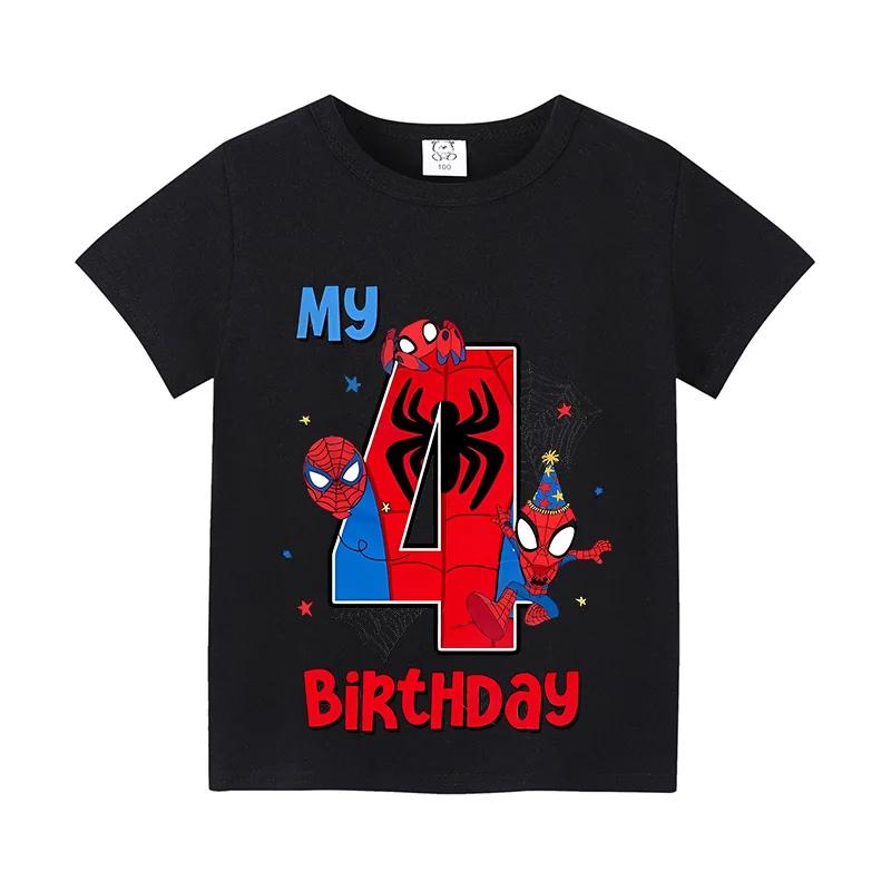 Spider Man Childrens Digital Tshirt Birthday Anime Short Sleeve Tshirt Childrens Cotton Top Cartoon Summer Preschool Clothing
