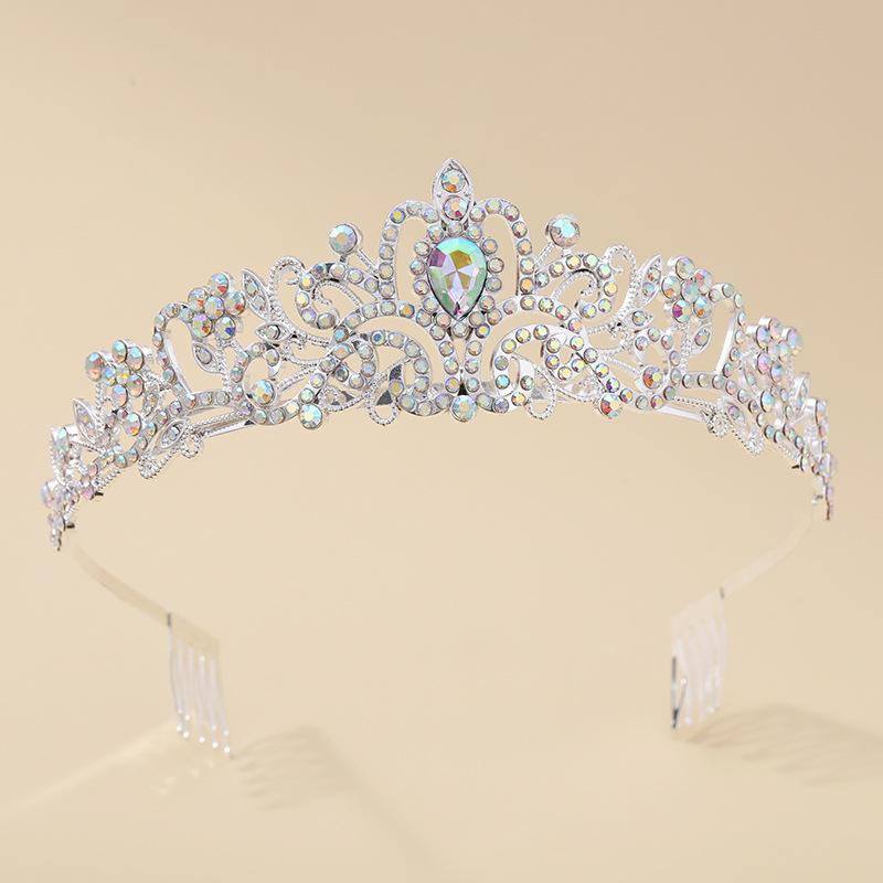 

Хрустальная бриллиантовая свадебная тиара для пучка волос невесты, головной убор на день рождения, аксессуар для волос, корона для бала, повязка на голову для выступления на автошоу