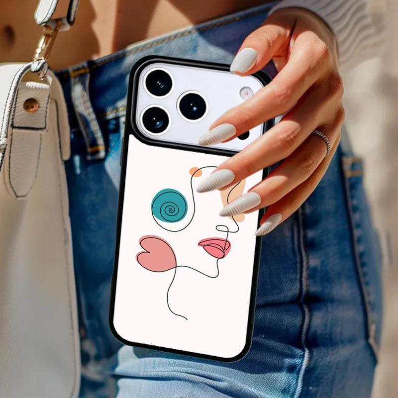 Korean Style Ins Color Line Love Phone Case For iPhone 17 Air 14 15 13 12 Max Cover For Apple 14 15 16 16e 11 Pro Max Plus