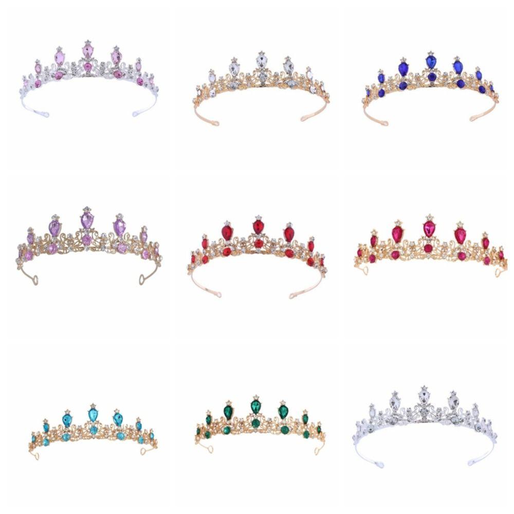 Water Drop Shape Bridal Crown Zinc Zinc Alloy Diadem Headwear Decorations Headband Wedding Tiaras  Birthday