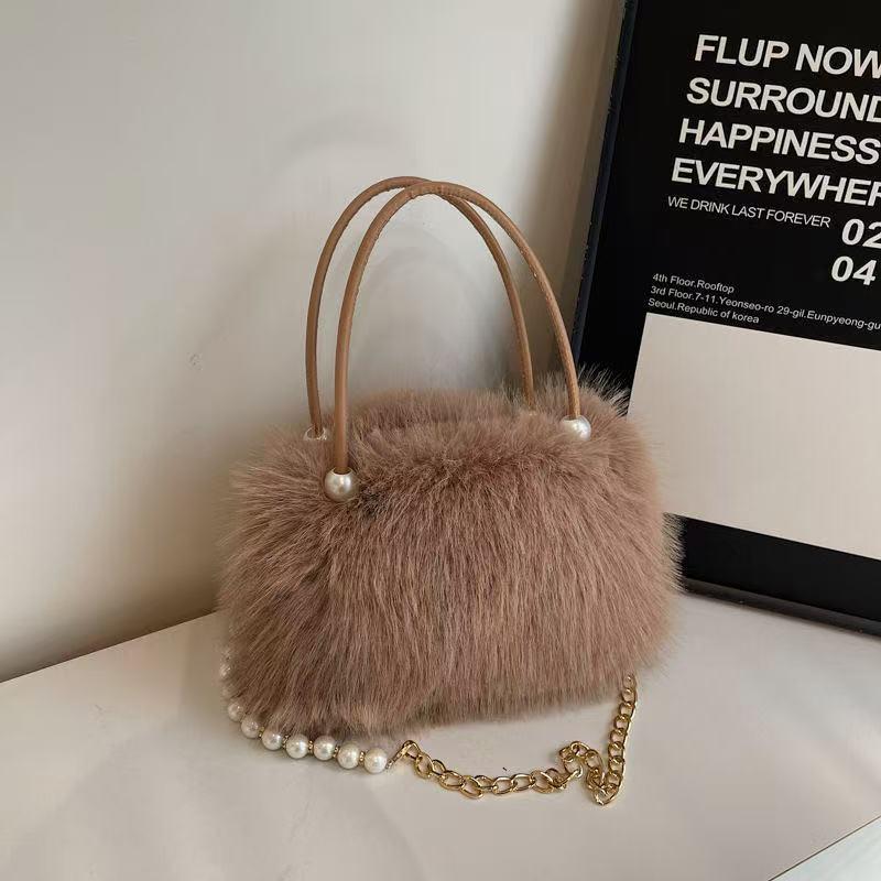 Geantă de mână pufoasă cu perle - Geantă crossbody de damă la modă primăvară/vară 2025