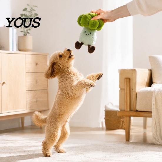 Cauliflower Shaped Dog Toys Plush Toy, Interactive Squeaky Chew Soft Small To Medium Stuffed Toy for And Dogs, Puppy Teething