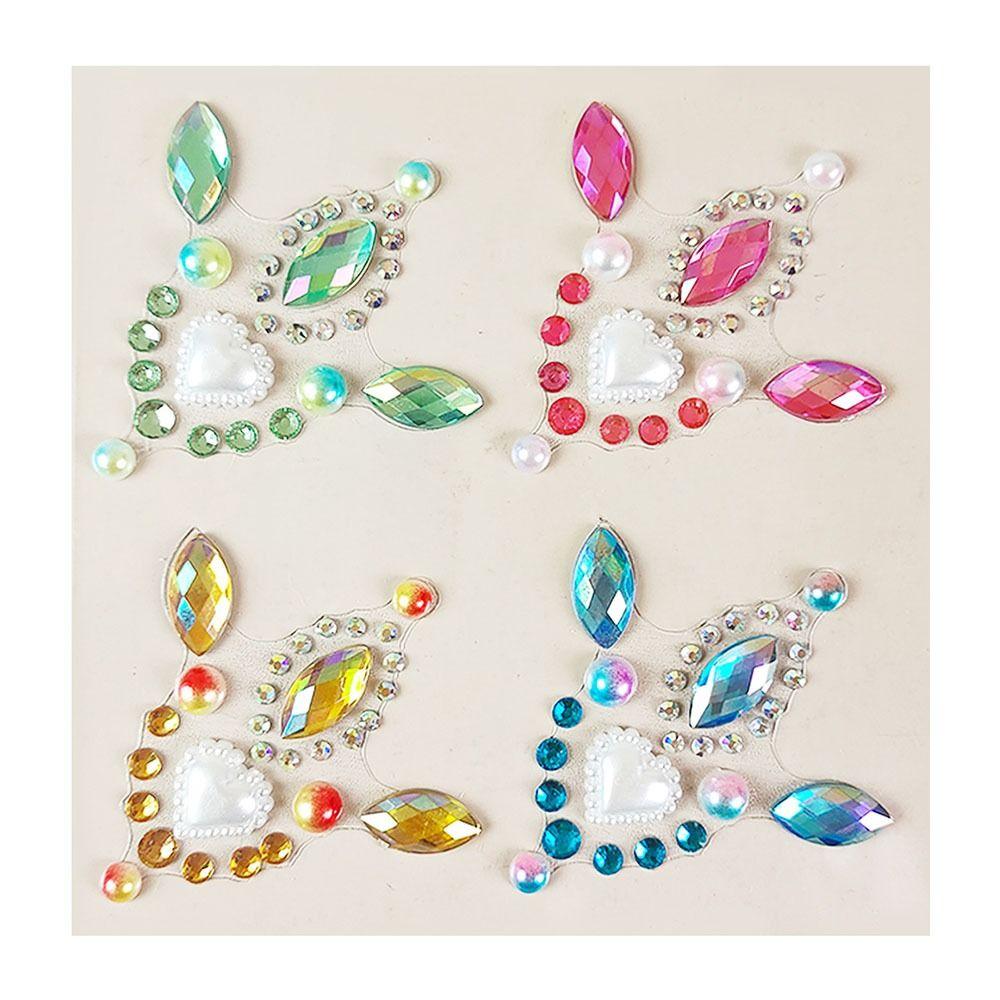 

Adhesive Makeup Sticker Mask Rhinestone Tattoo Crystal Gems Tattoo Stage 11 4pcs