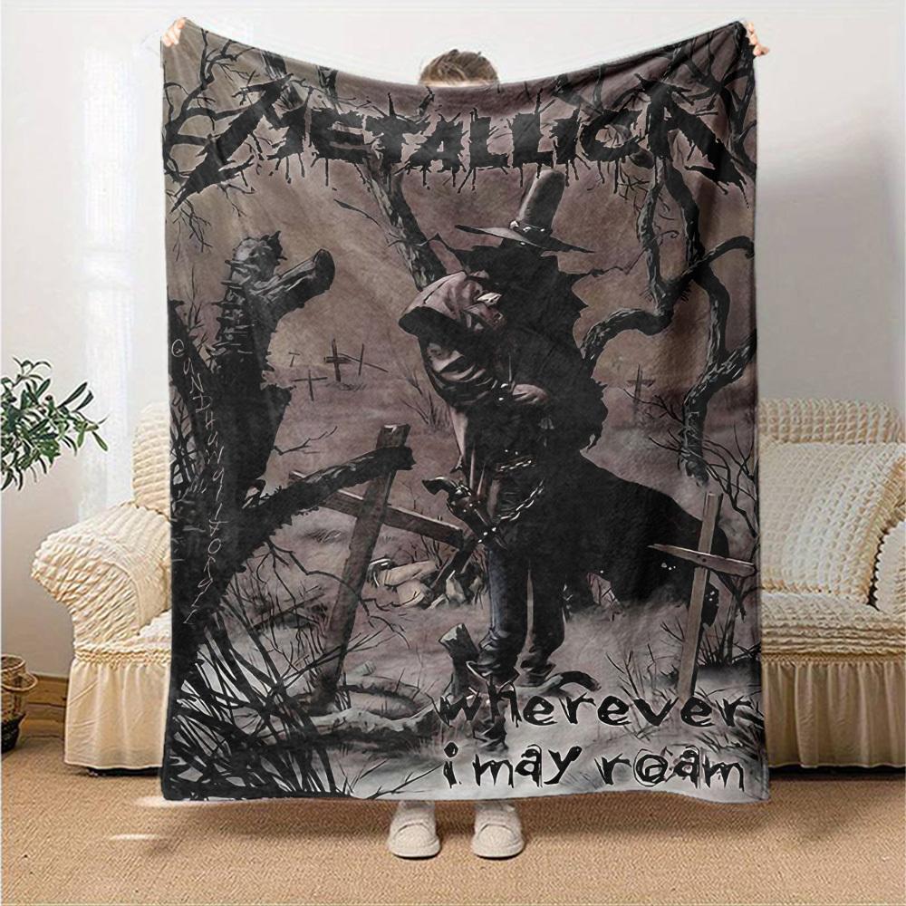1pc dragon guitarThemed Blanket Soft Flannel All Season Cozy Throw with Bold Graphic Print, Travel, or Holiday Gift for Family & Friends