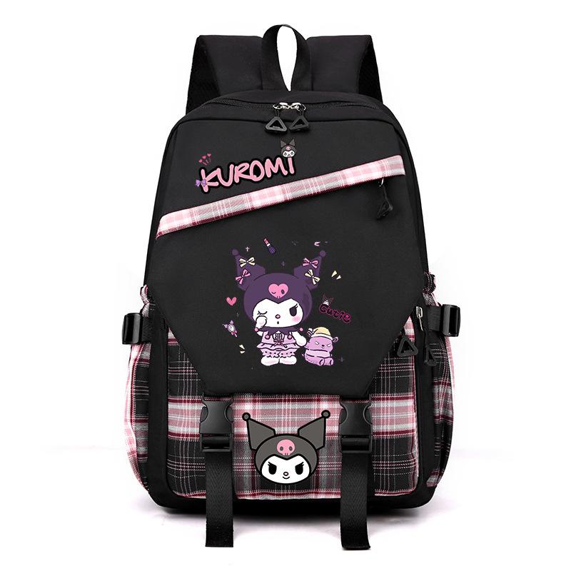 Cool Lomi Kuromi Backpack Student Schoolbag Anime Cartoon Print Junior High School High School Large Capacity Schoolbag