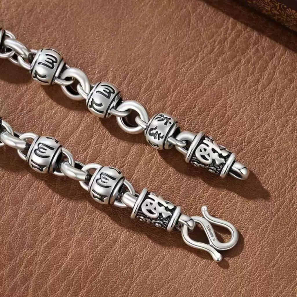 2024 New Retro and Old Six-character Mantra Round Bead Blessing Bracelet for Male Couples