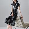 100% Mulberry Silk Printed Dress for Summer Commuting In 2026, Versatile Mid To Long Lace Up Silk Skirt