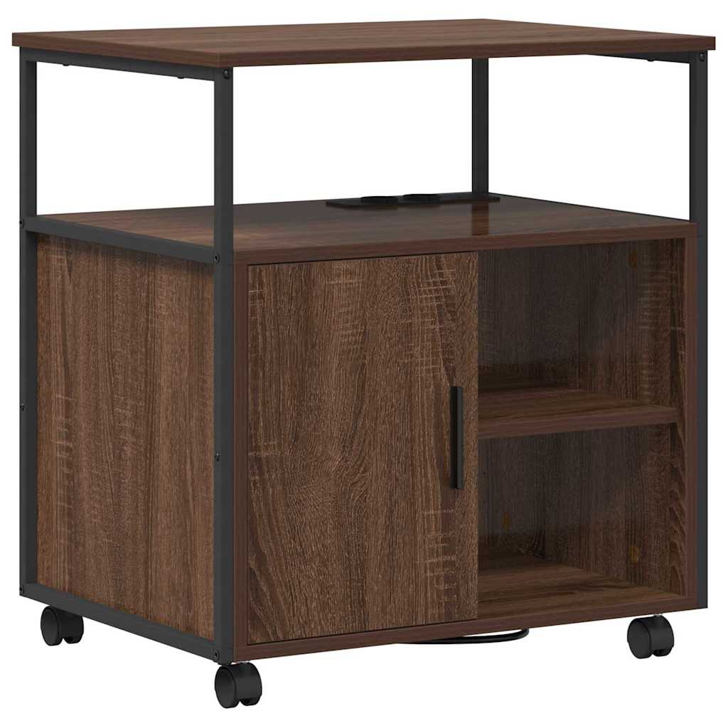 Cabinet with Charging Station Brown Oak Effect 61 x 46 x 67 cm